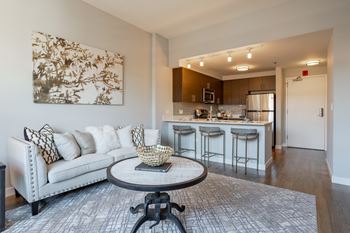 Living room with a couch and a table